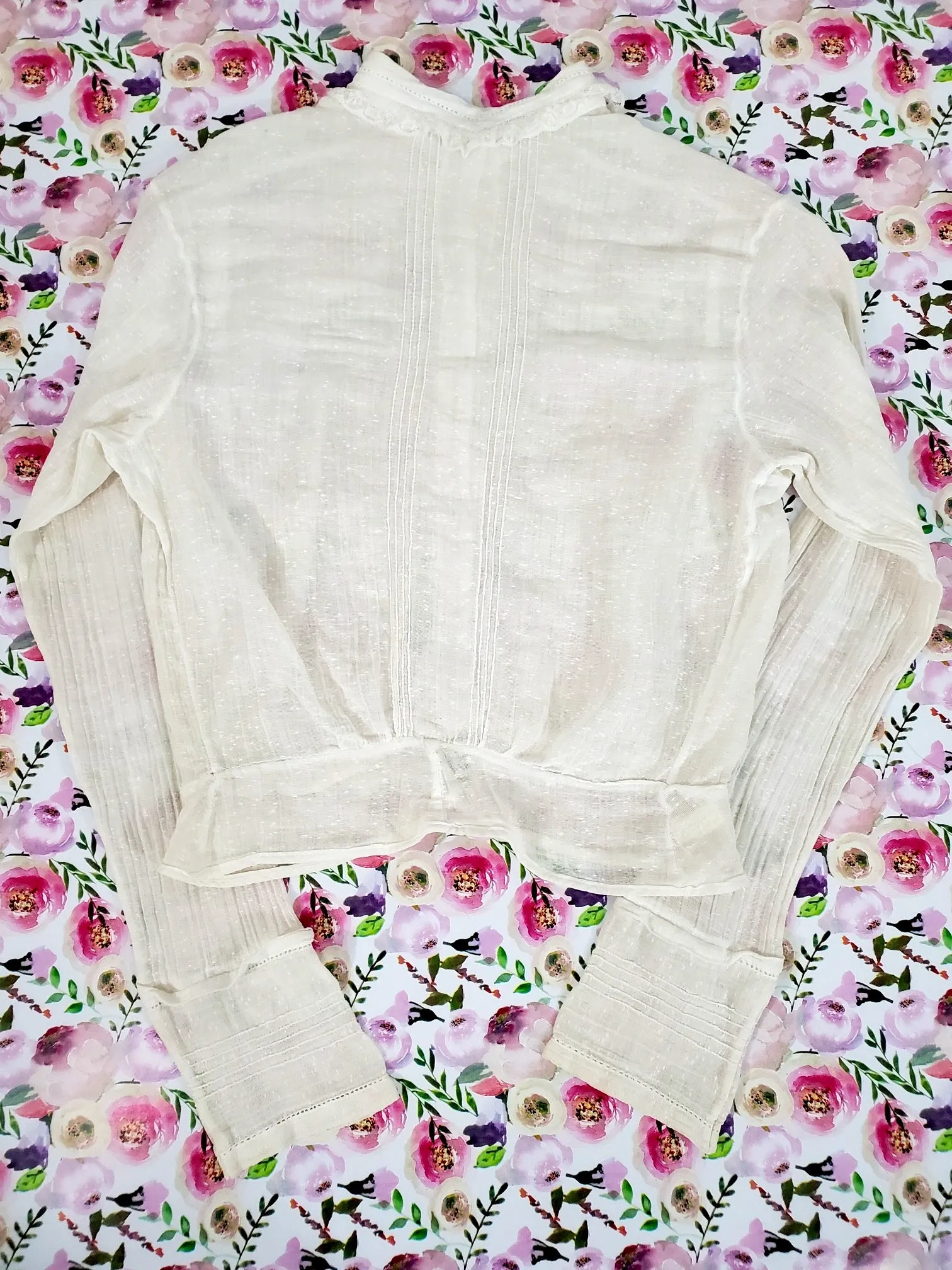 10s Antique Cotton Blouse - xs, sm, petite