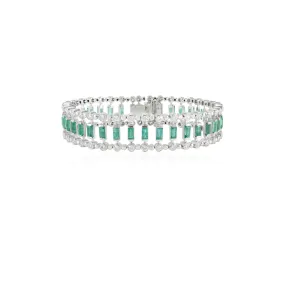 18K Gold Baguette Emerald Wedding Bracelet