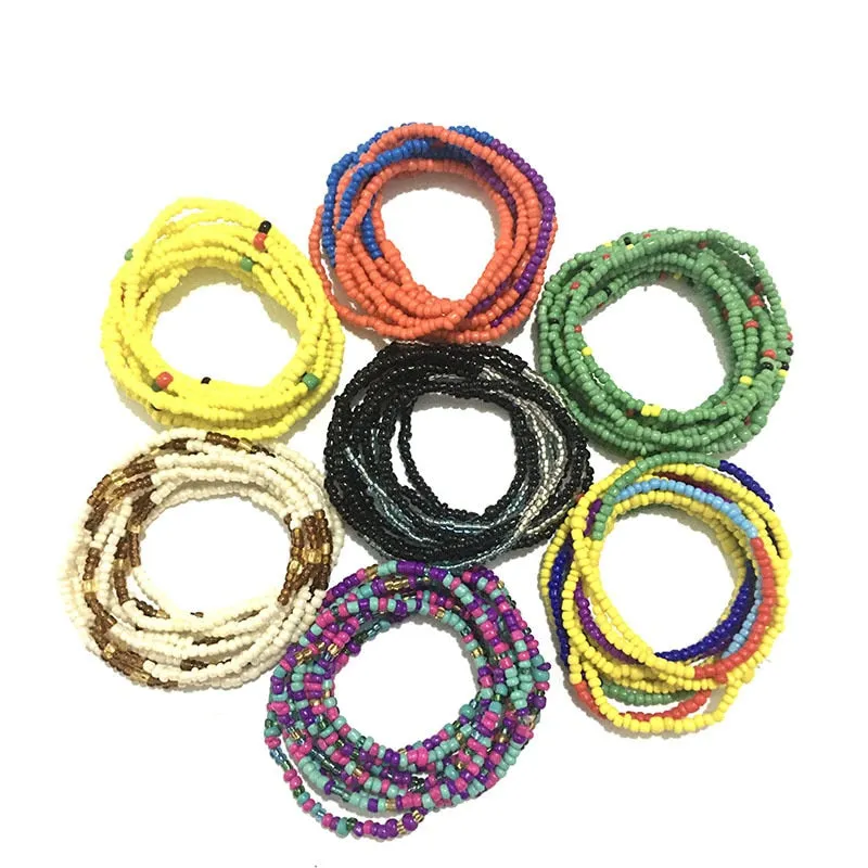 2 Teile/satz Neue Böhmen Bunte Handgemachte Perlen Taille armband Kette Einfache Bikini Kette Bauch körper Kette für Frauen Strand Schmuck 