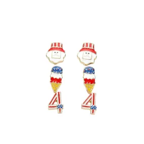 3PAIRS American USA Flag 4th Of July Enamel Earrings Set