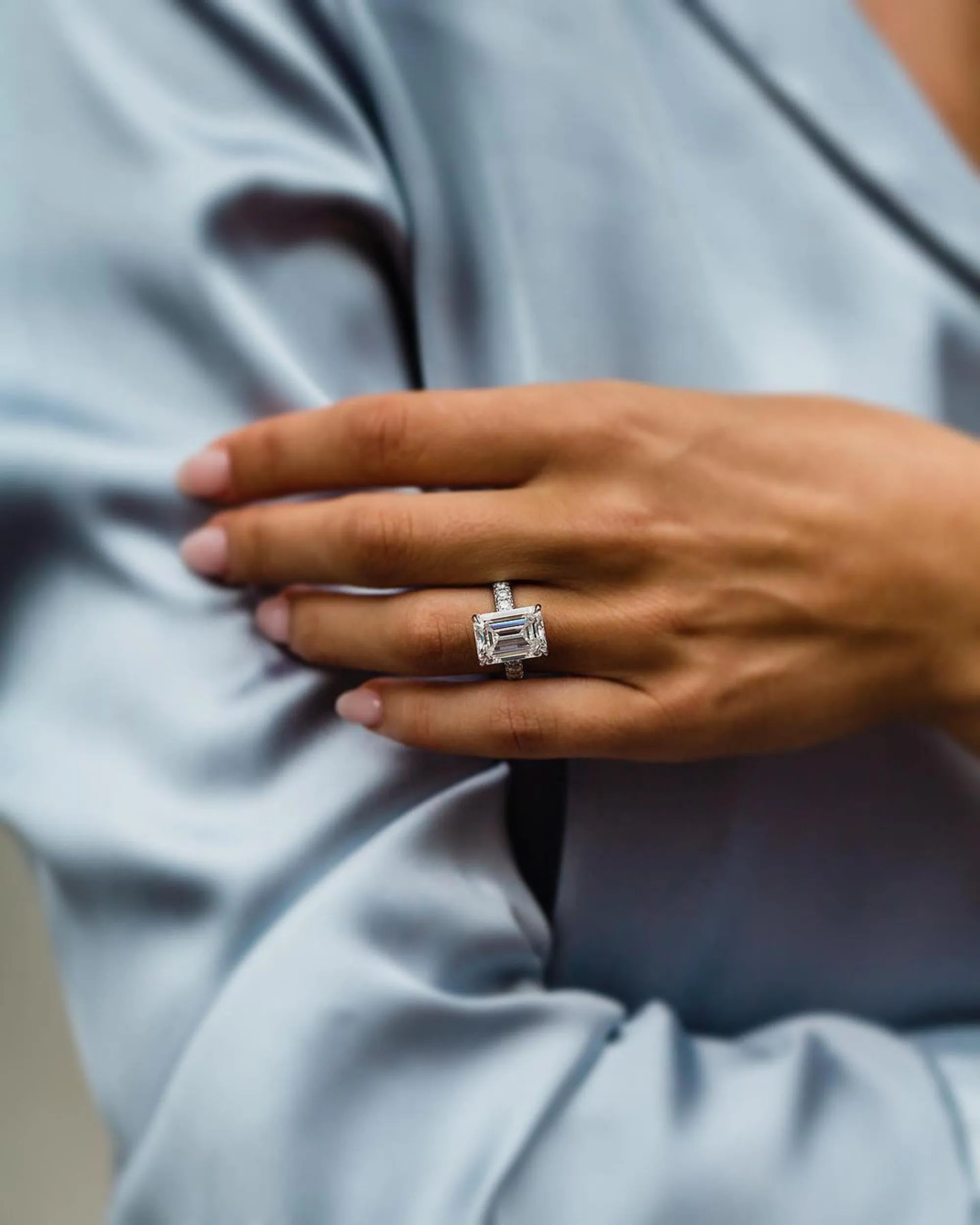 8.00ct Emerald Cut Moissanite Engagement Ring