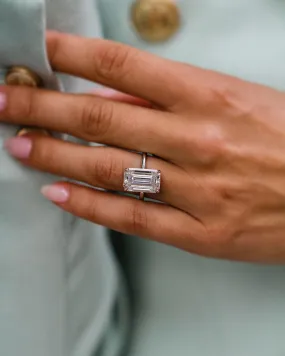 8.00ct Emerald cut moissanite engagement ring