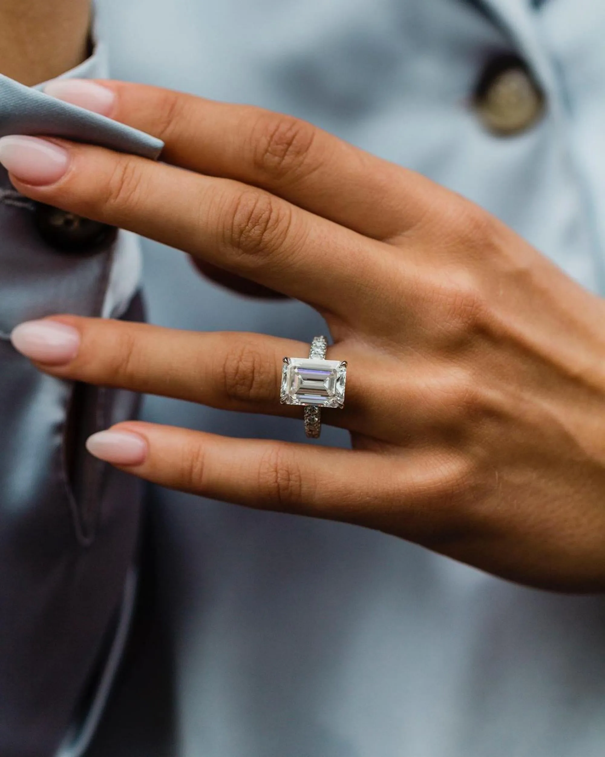 8.00ct Emerald Cut Moissanite Engagement Ring