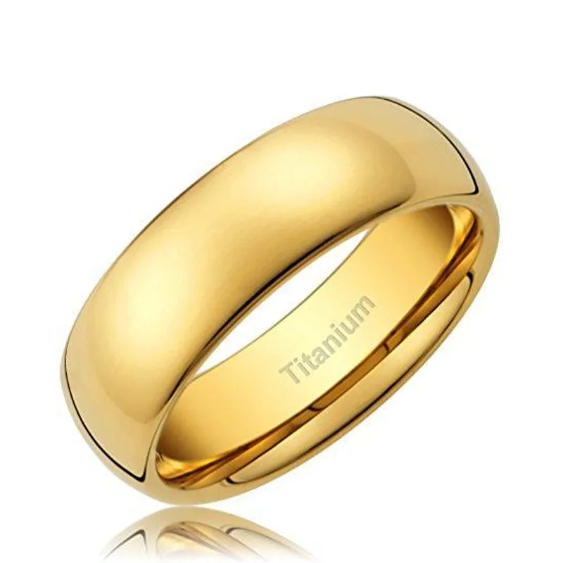 8MM Men's Titanium Ring Classic Wedding Band Gold-Plated with Polished Finish