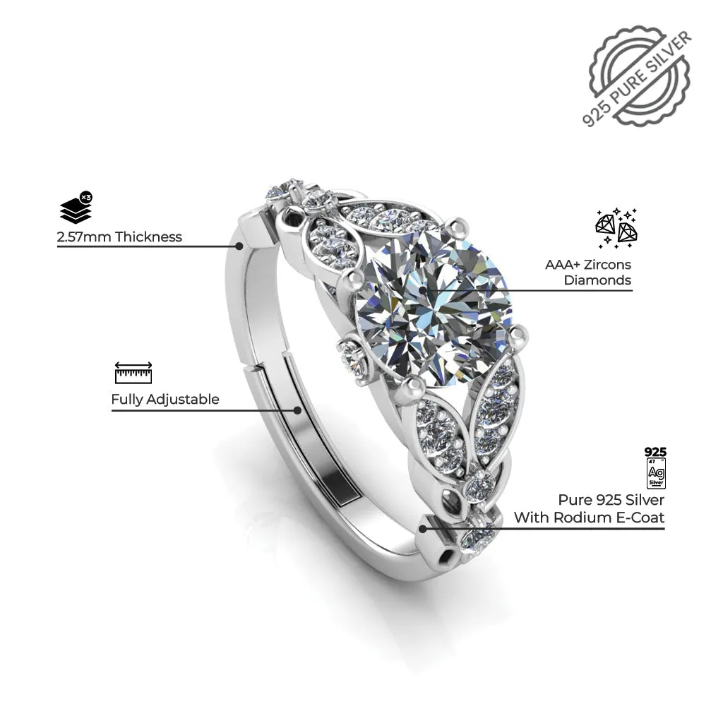 925 Pure Starling Silver Antique Austrian Engagement and Classy Status Special Couple's Ring