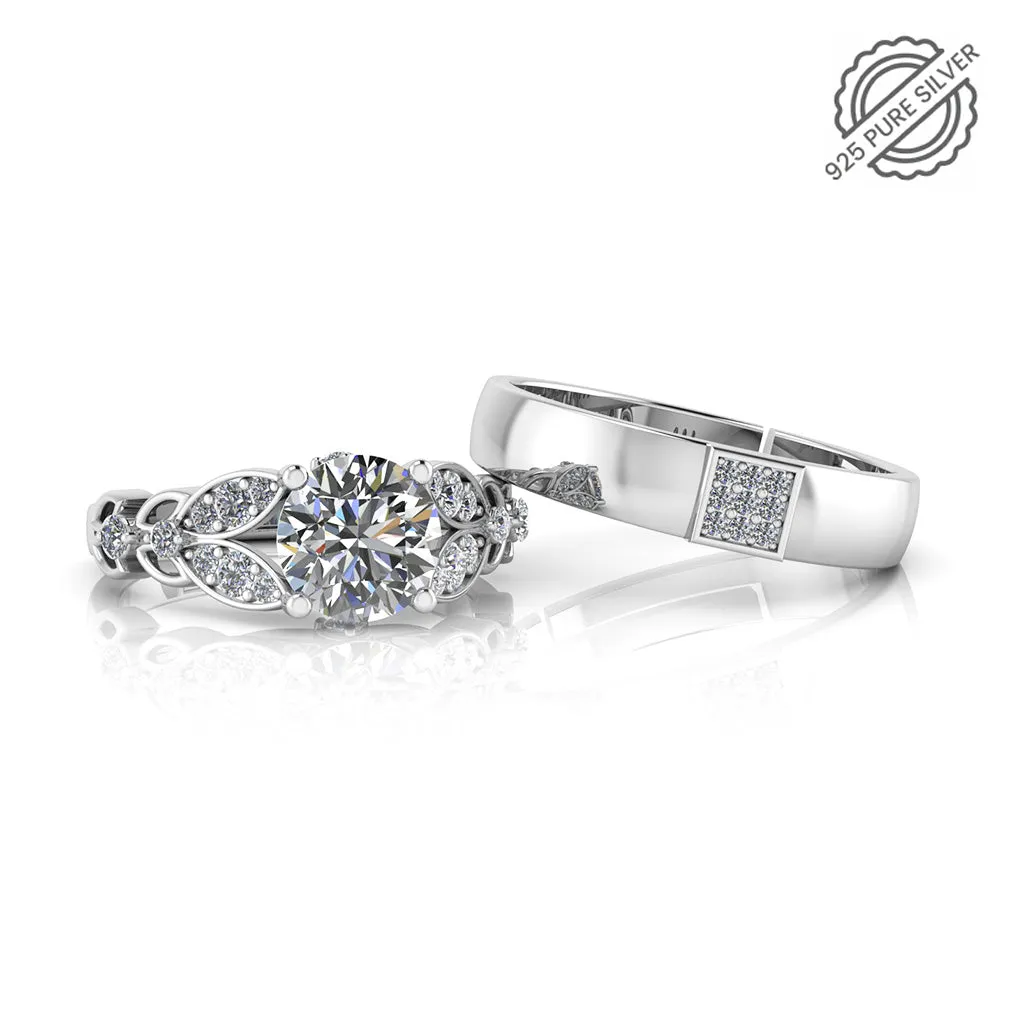 925 Pure Starling Silver Antique Austrian Engagement and Classy Status Special Couple's Ring