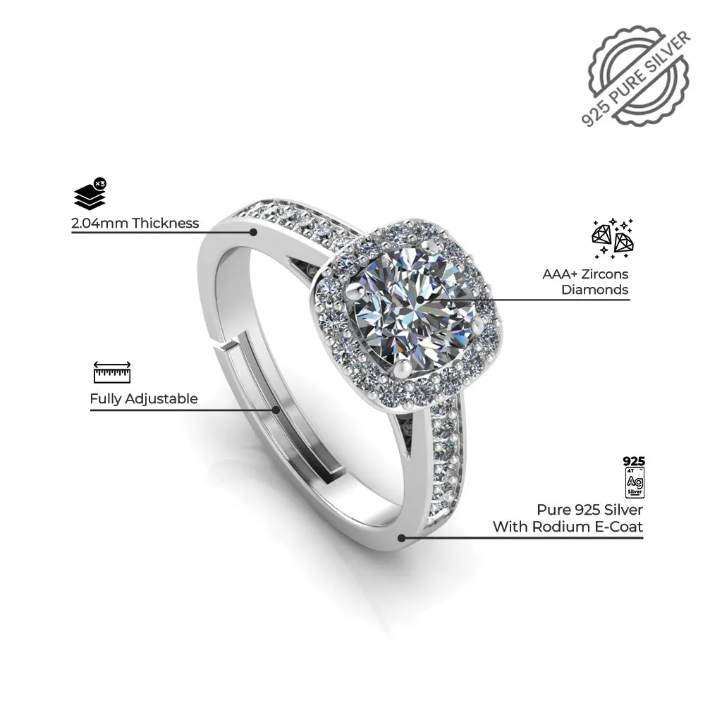 925 Sterling Silver Solitaire One Single Promise Silver Ring For Couple's