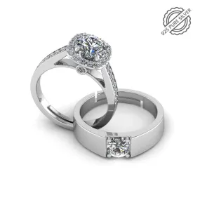 925 Sterling Silver Solitaire One Single Promise Silver Ring For Couple's