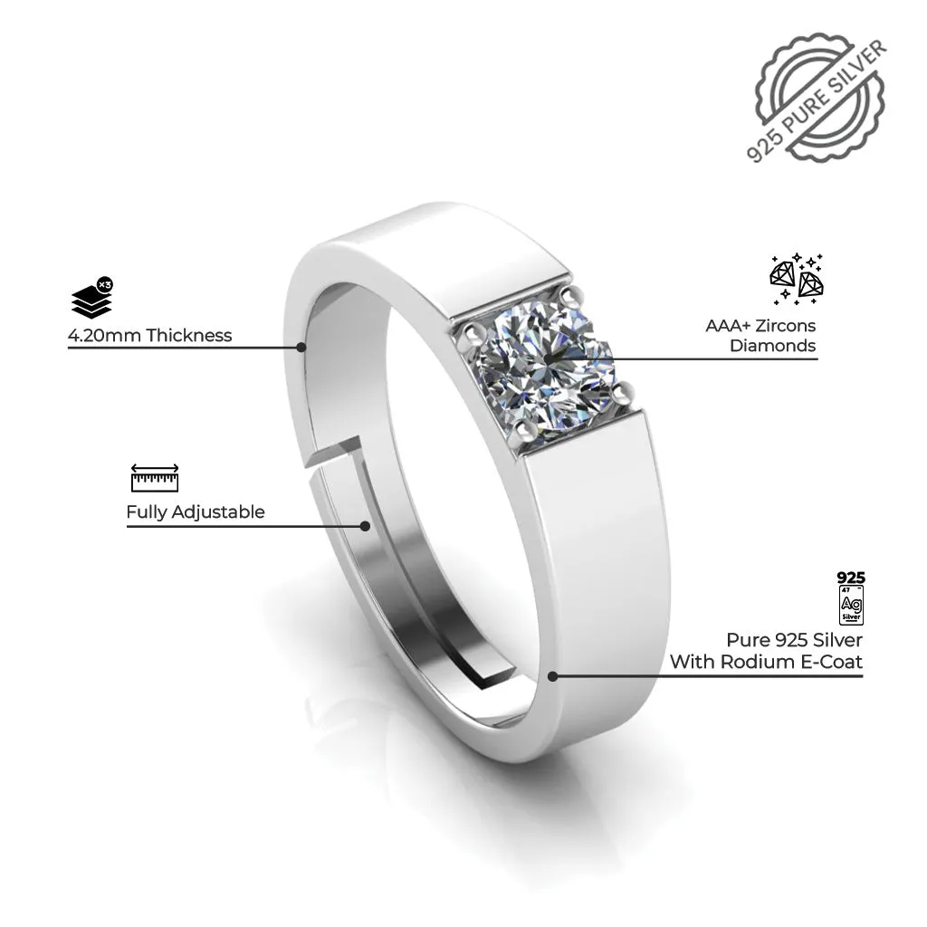 925 Sterling Silver Solitaire One Single Promise Silver Ring For Couple's