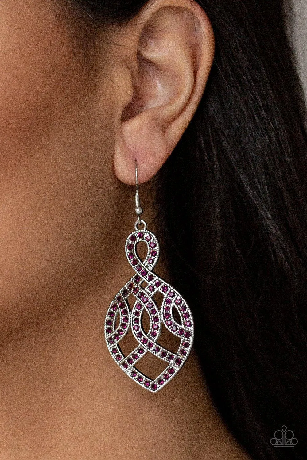 A Grand Statement Purple Earrings - Paparazzi Accessories