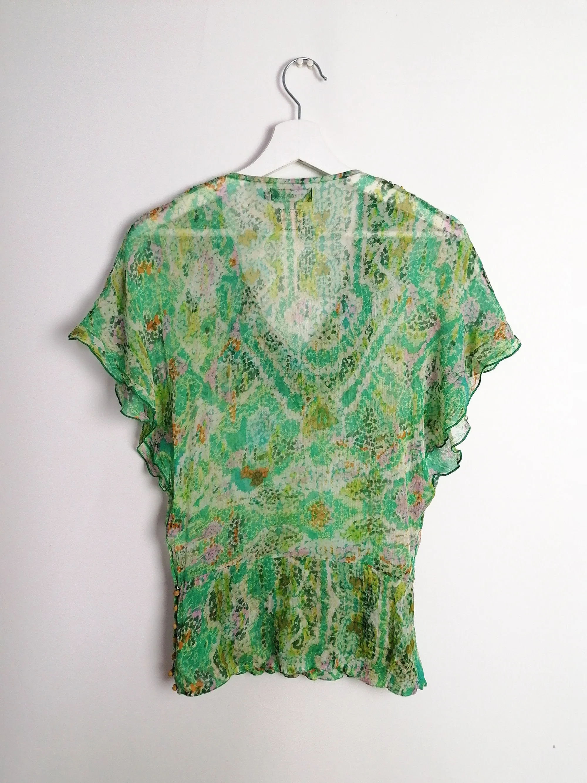 ANTIK BATIK Beaded Sheer Silk Top - XS -S