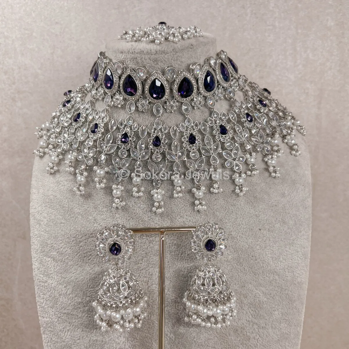 Aria Bridal Necklace set - Purple