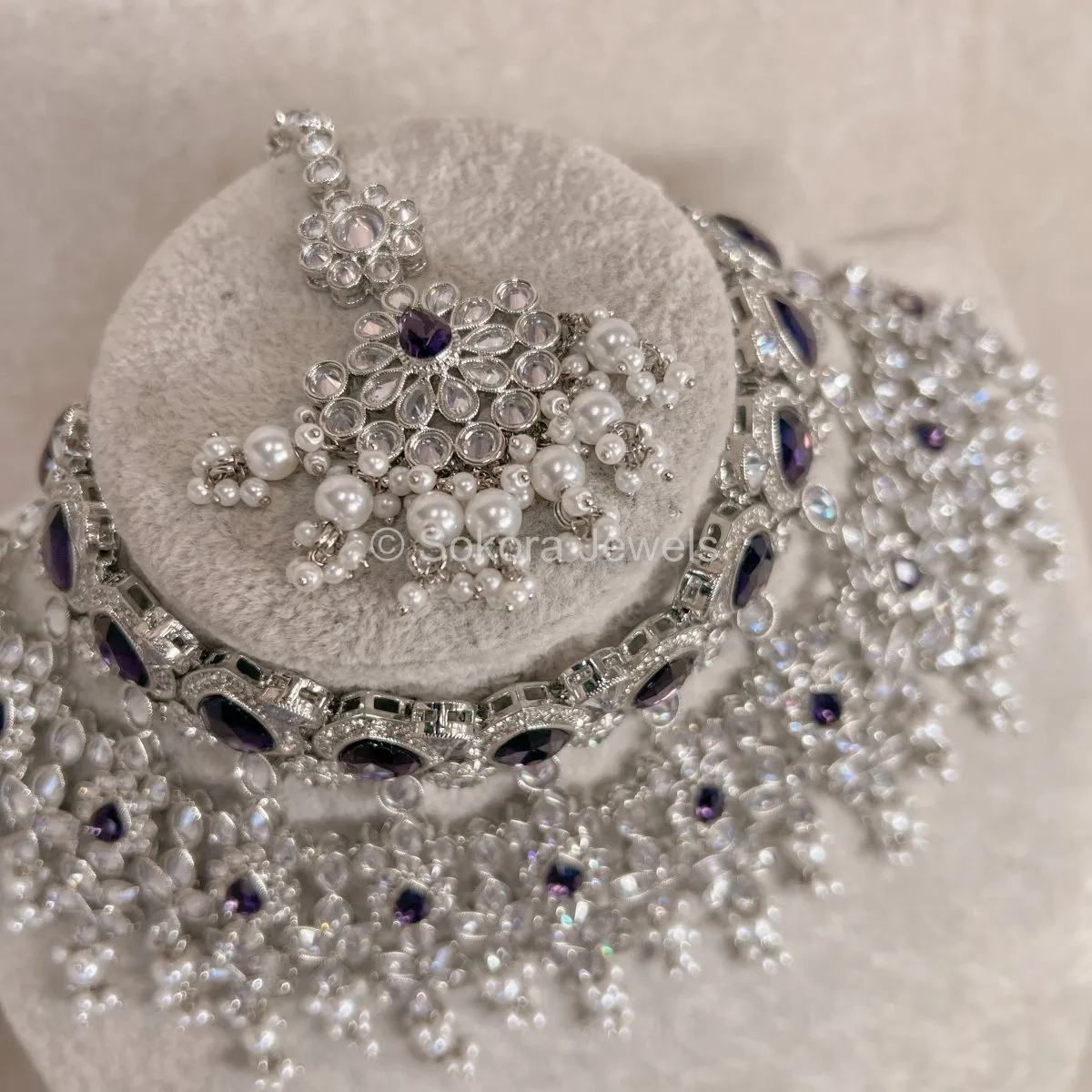 Aria Bridal Necklace set - Purple