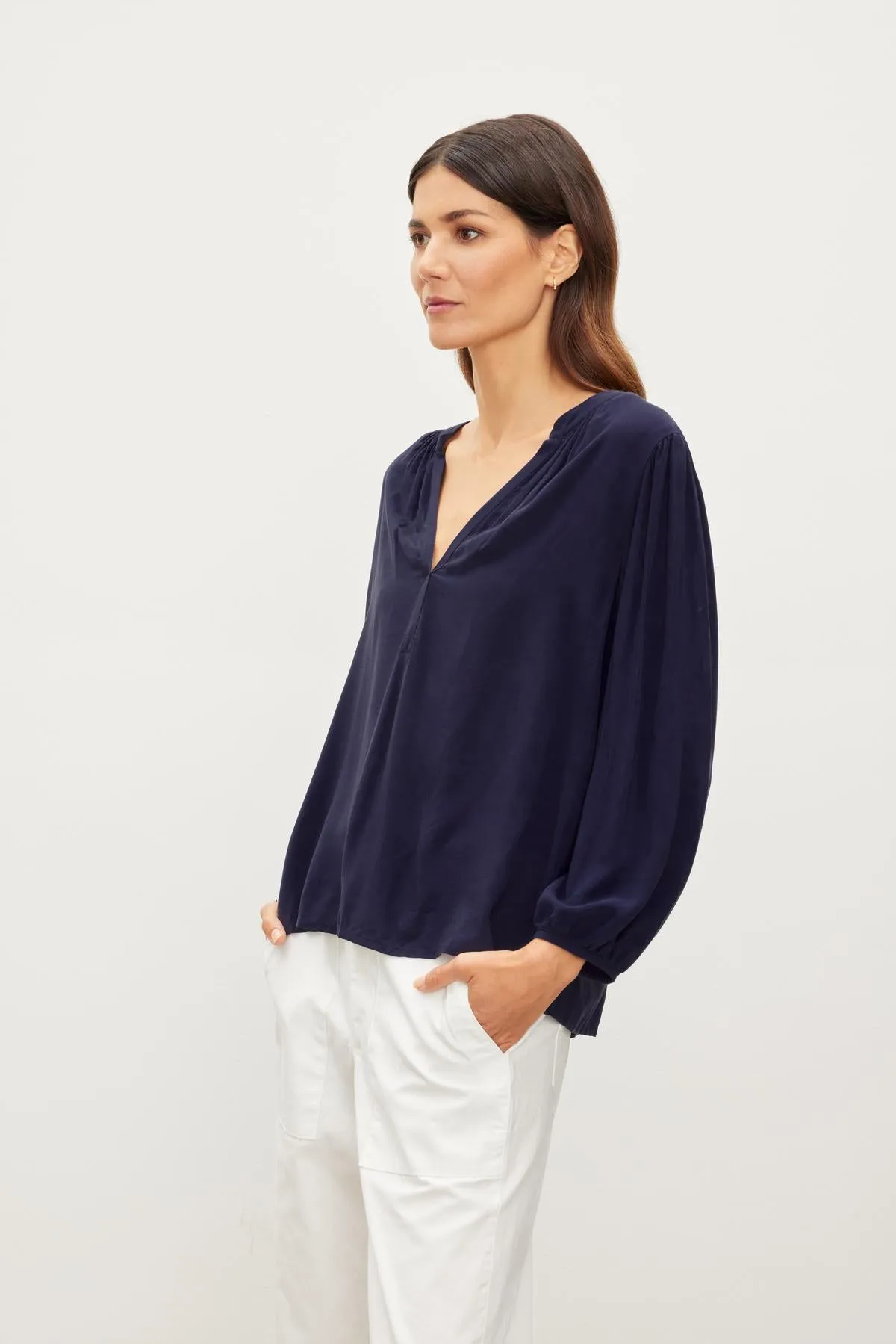 ASHLEY RAYON CHALLIS BLOUSE - VELVET