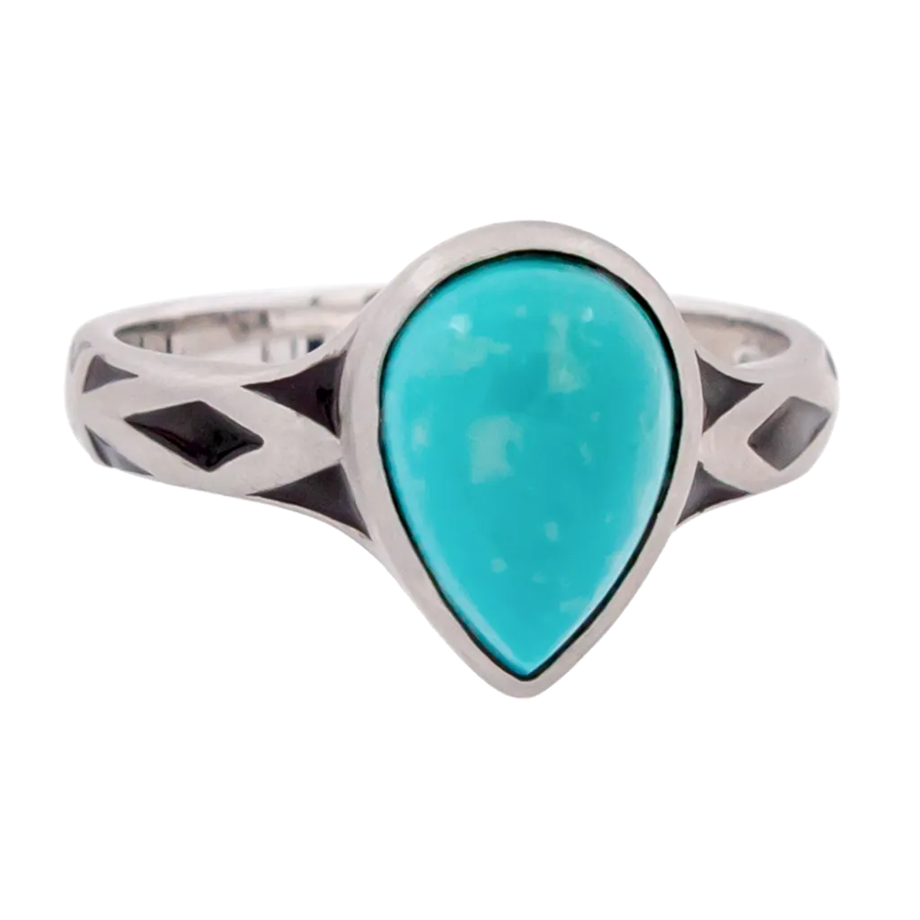 Aztec Small Style Pear Turquoise Ring