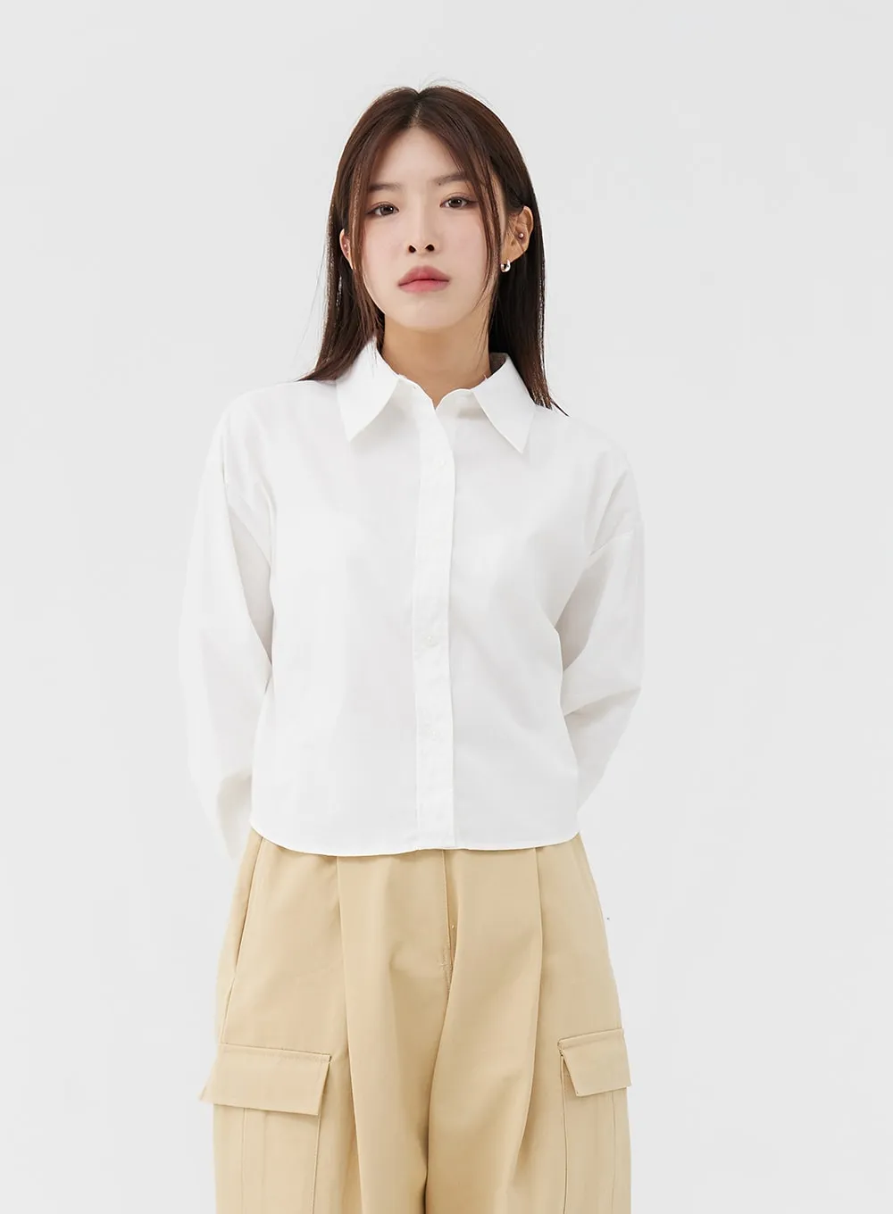 Basic Cropped Long Sleeve Shirt IG24