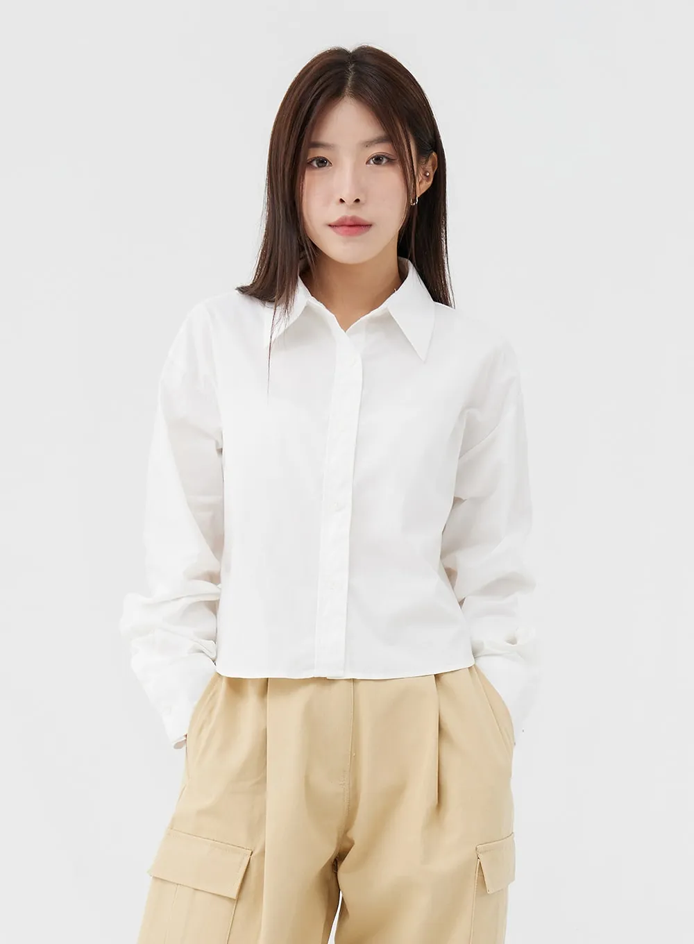 Basic Cropped Long Sleeve Shirt IG24