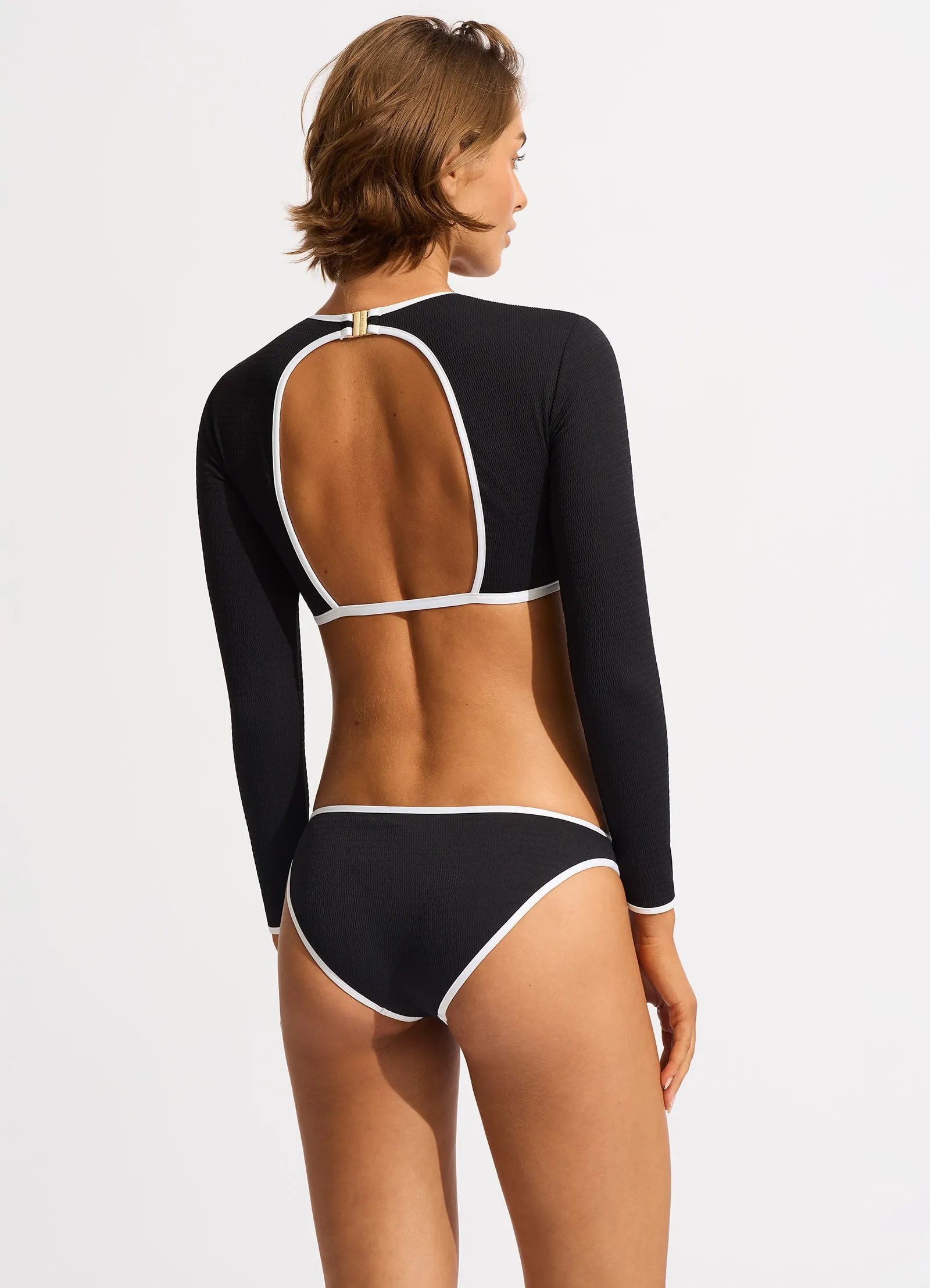 Beach Bound Cropped Long Sleeve Rashie - Black