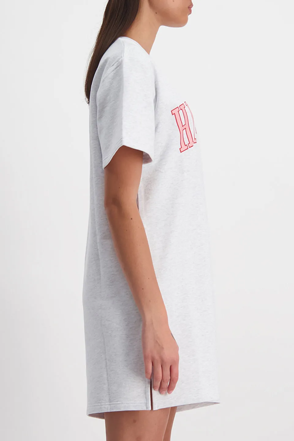 Bella Collegiate Logo SS Knit Silver Marle Dress