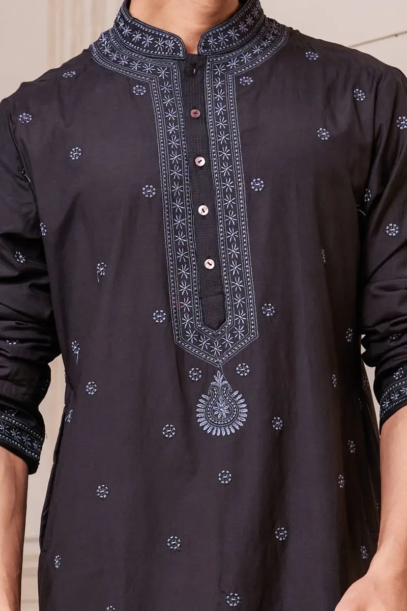 Black Chikankari Kurta Set