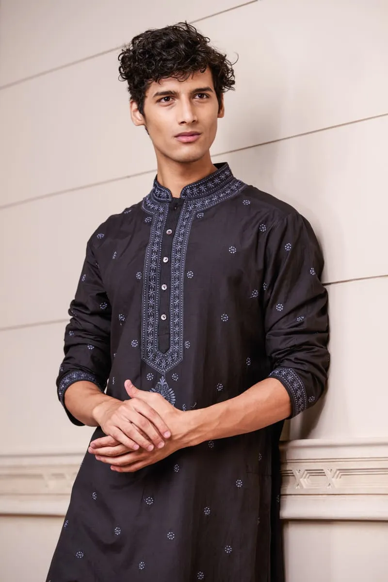 Black Chikankari Kurta Set