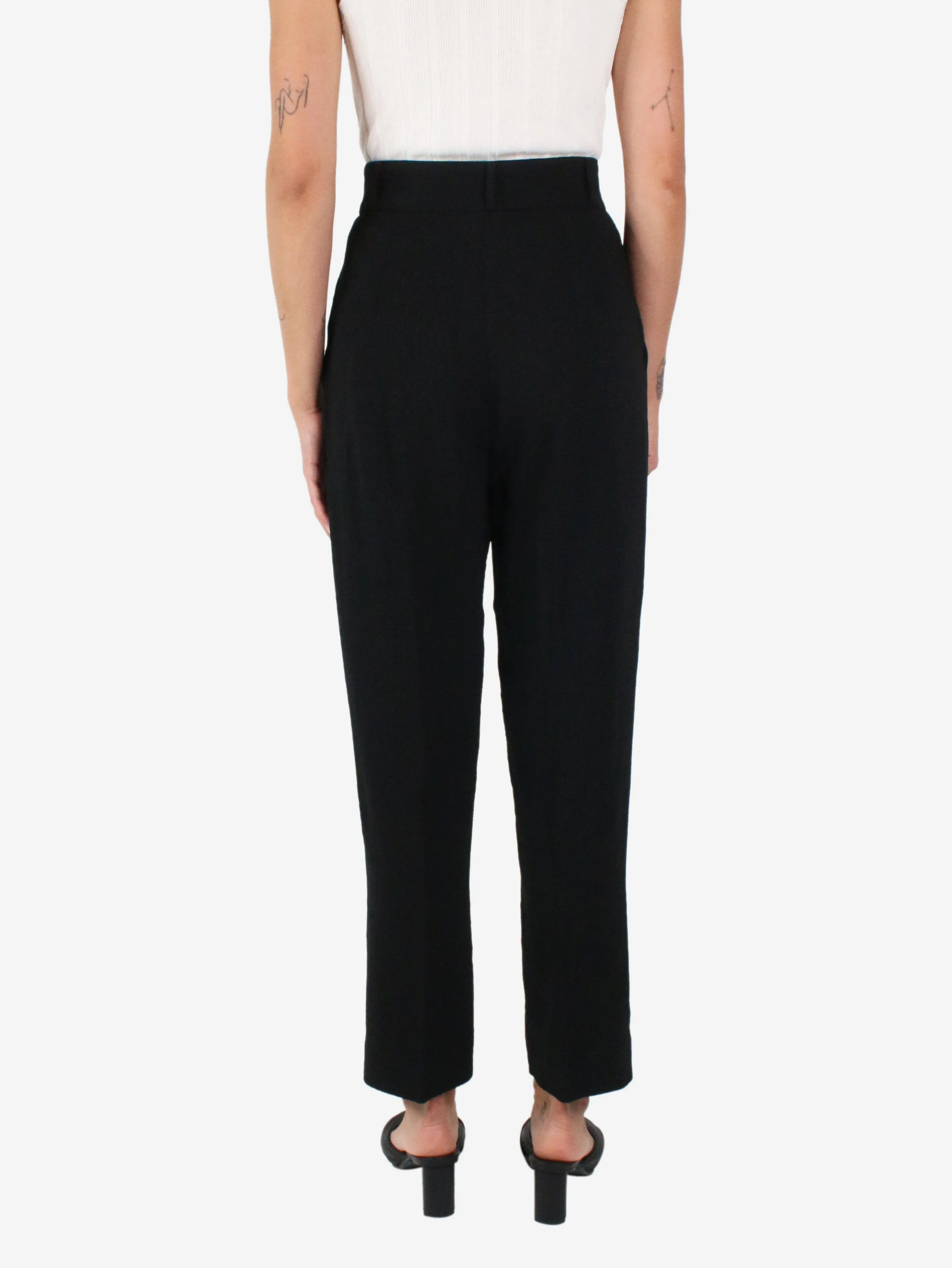 Black pleated crepe trousers - size UK 6