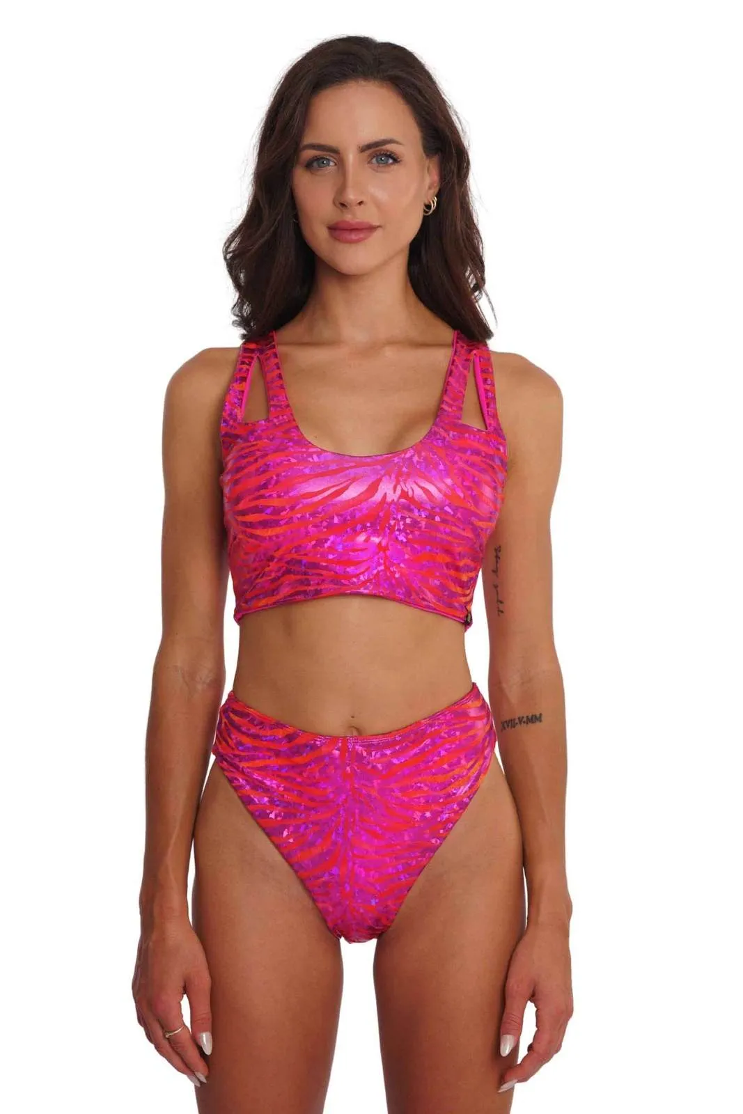 Bliss High Cut Pink Rave Bottoms - Cyber Tiger