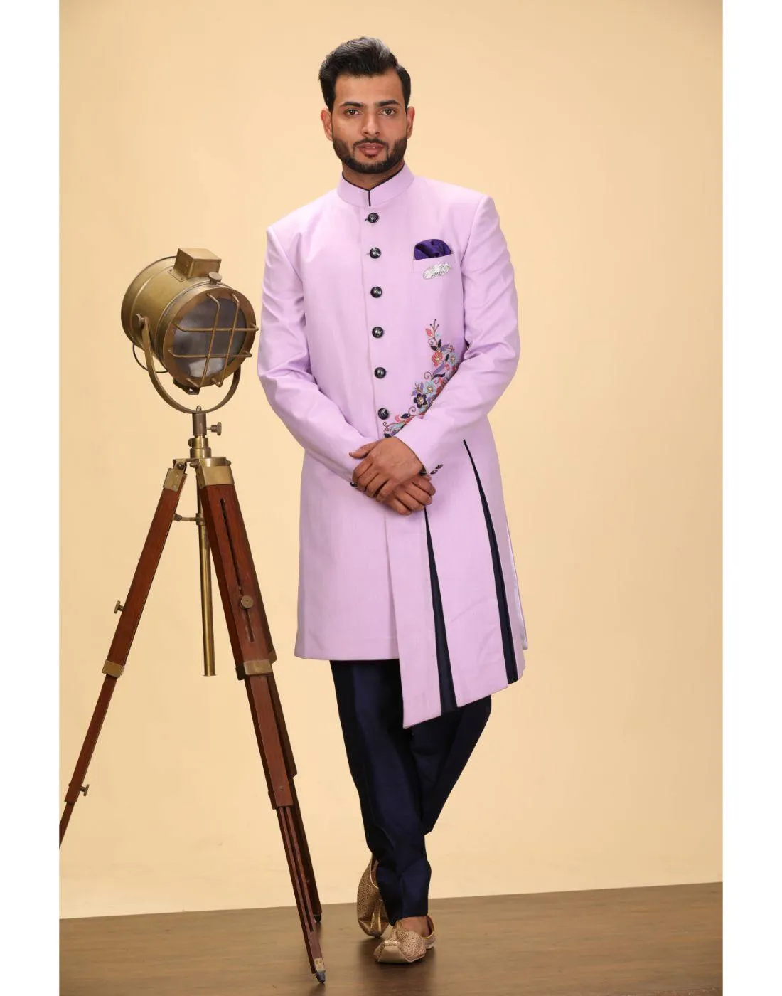 BluesnGreys Kurta Set in Indo Western Style - Rent