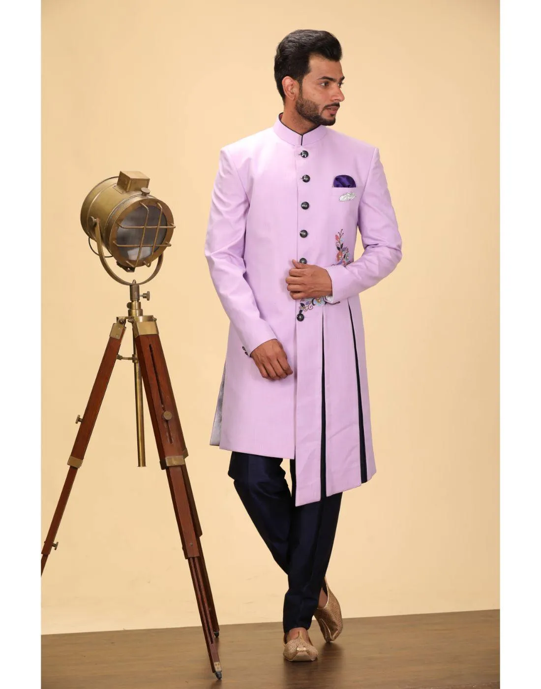 BluesnGreys Kurta Set in Indo Western Style - Rent