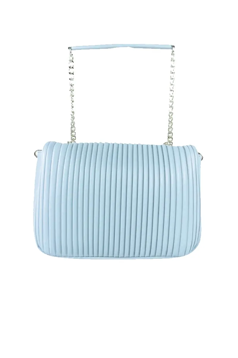 Borsa Pleated Pu - Azzurro