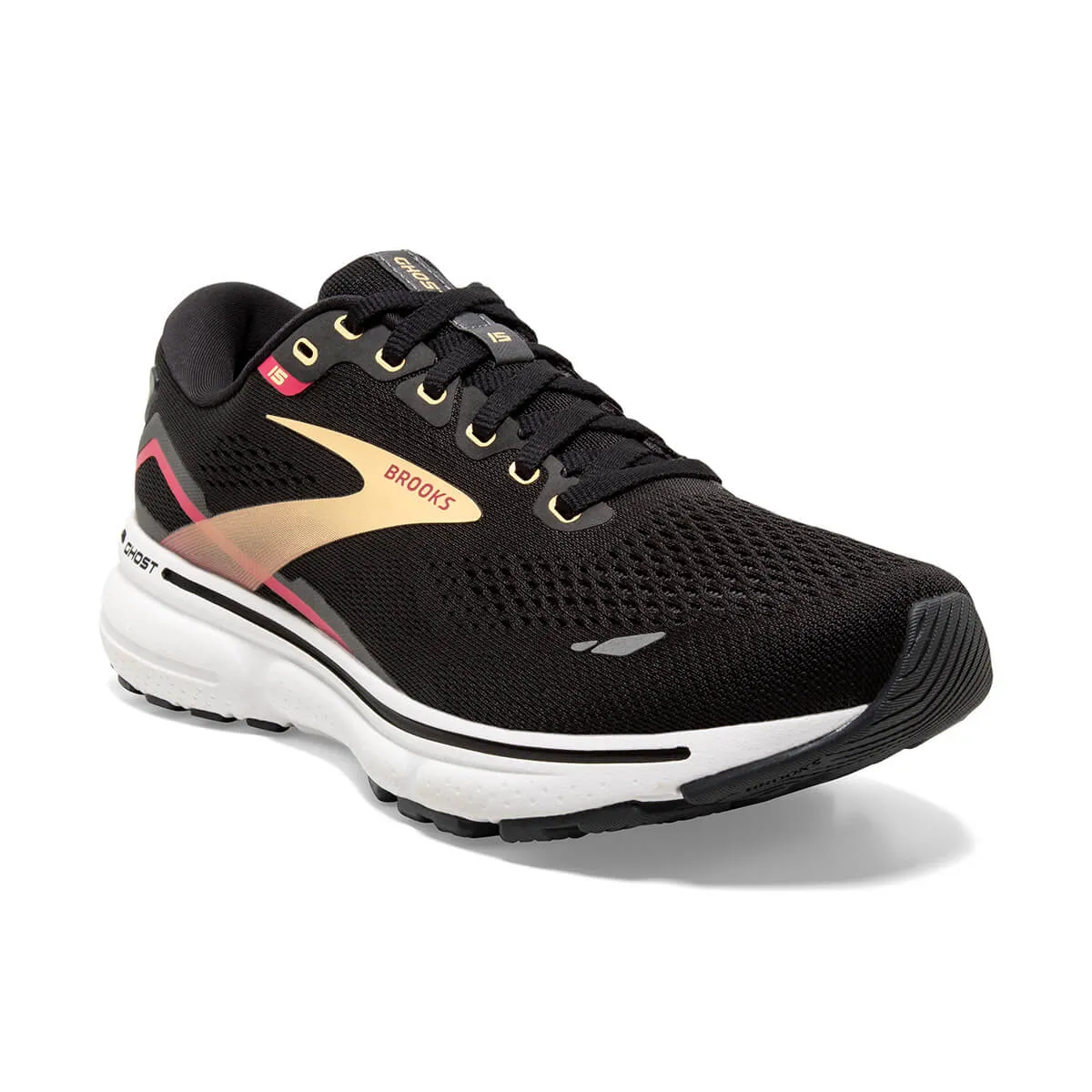 Brooks Ghost 15 Womens | Black/orange/raspberry