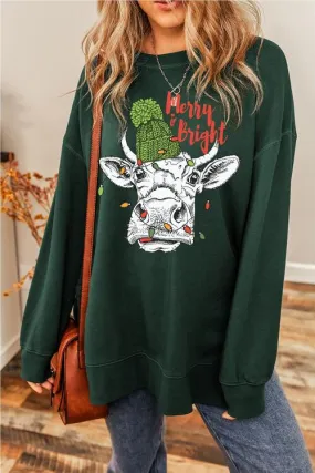 Bull Graphic Round Neck Long Sleeve Sweatshirt