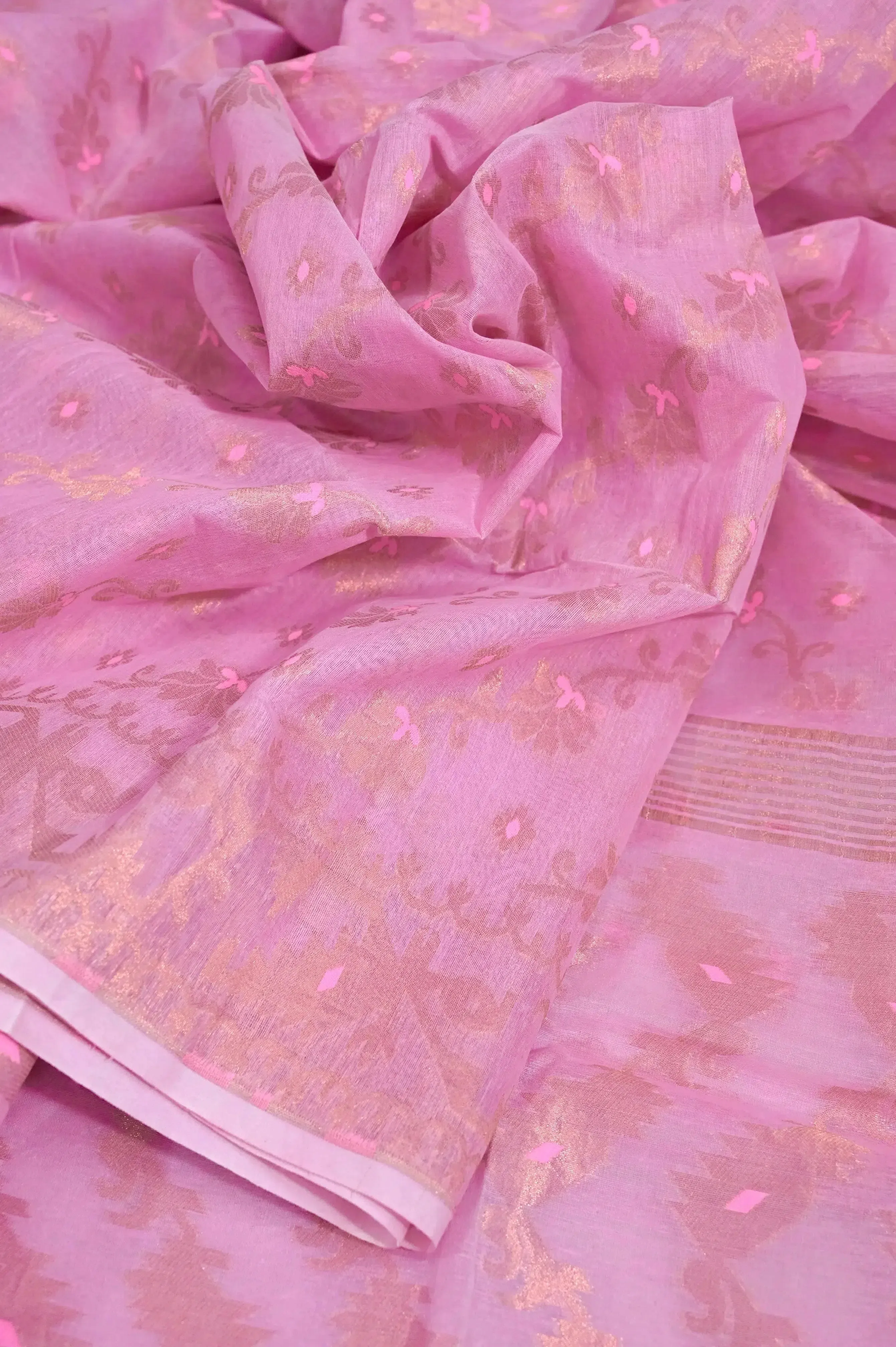 Candy Pink Color Jamdani Saree