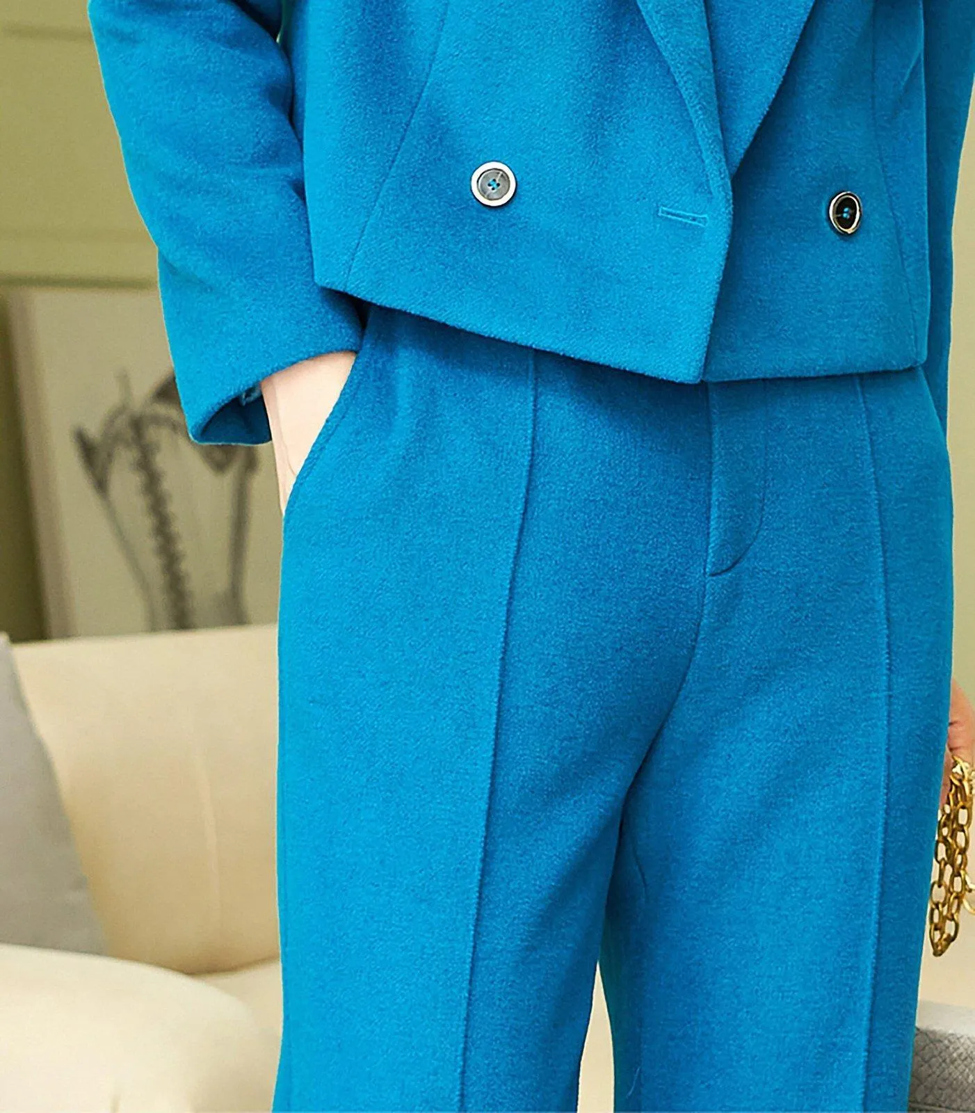 Carry Wool Blend Short Blazer & Pants Set