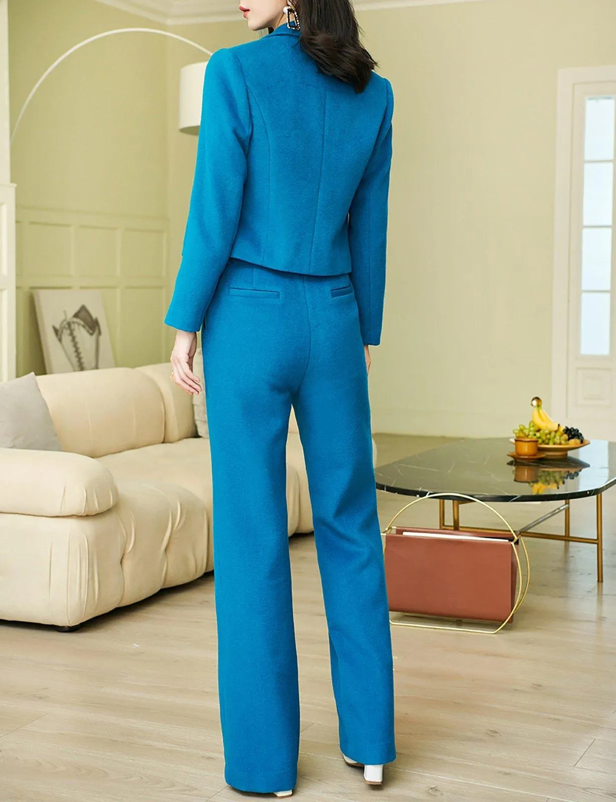 Carry Wool Blend Short Blazer & Pants Set