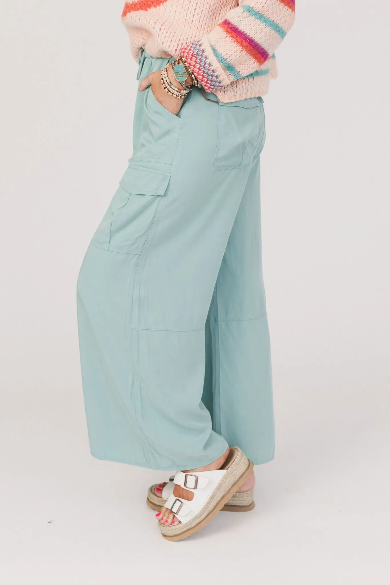 Caspian Wide Leg Pants - Teal