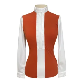 Cavalleria Toscana Competition Shirt Pleated Jersey L/S in Orange/White  - Women's Small