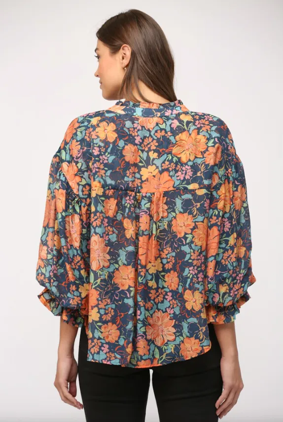 Chloe Floral Bubble Sleeve Blouse