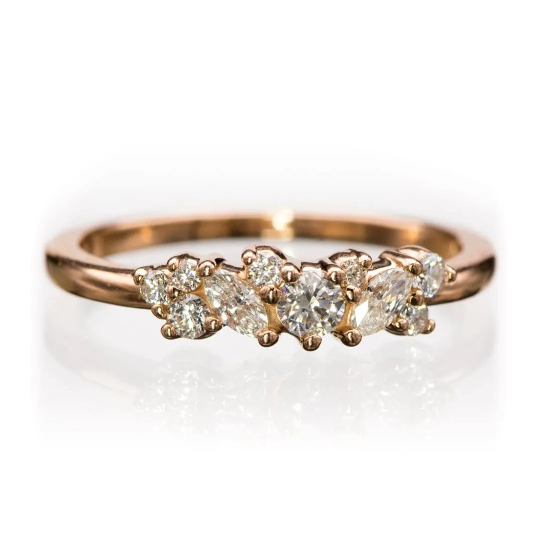 Colette Ring - Cluster Marquise & Round Shape Diamonds, Moissanites, Rubies or Sapphires Stacking Ring