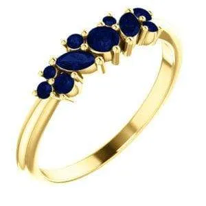 Colette Ring - Cluster Marquise & Round Shape Diamonds, Moissanites, Rubies or Sapphires Stacking Ring