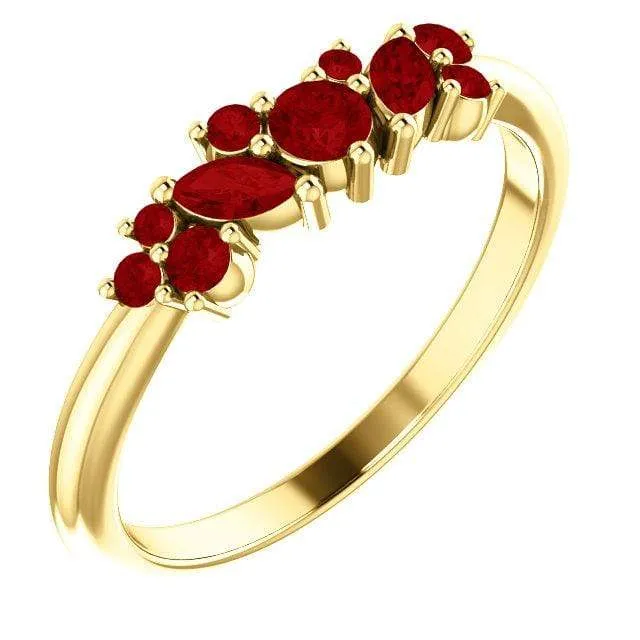 Colette Ring - Cluster Marquise & Round Shape Diamonds, Moissanites, Rubies or Sapphires Stacking Ring