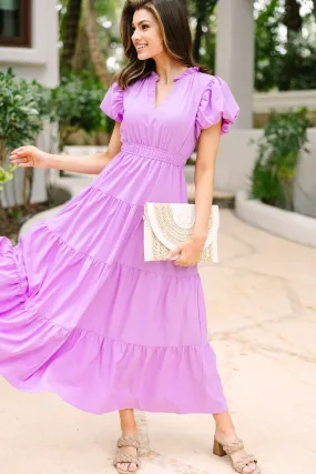 Coming Back For You Lavender Purple Tiered Midi Dress