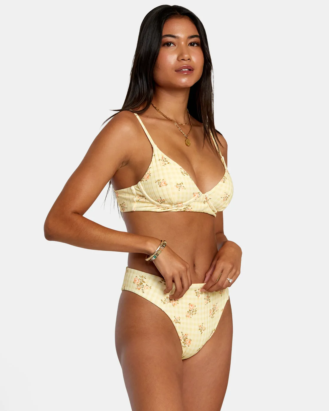 Cottage Wide Rib Triangle Bikini Top - Golden