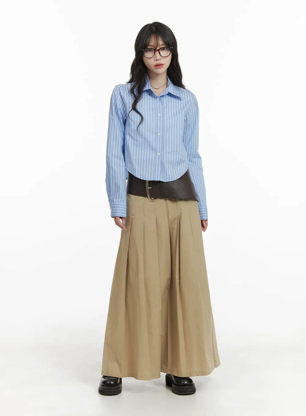 Cotton Pleated Maxi Skirt CA408