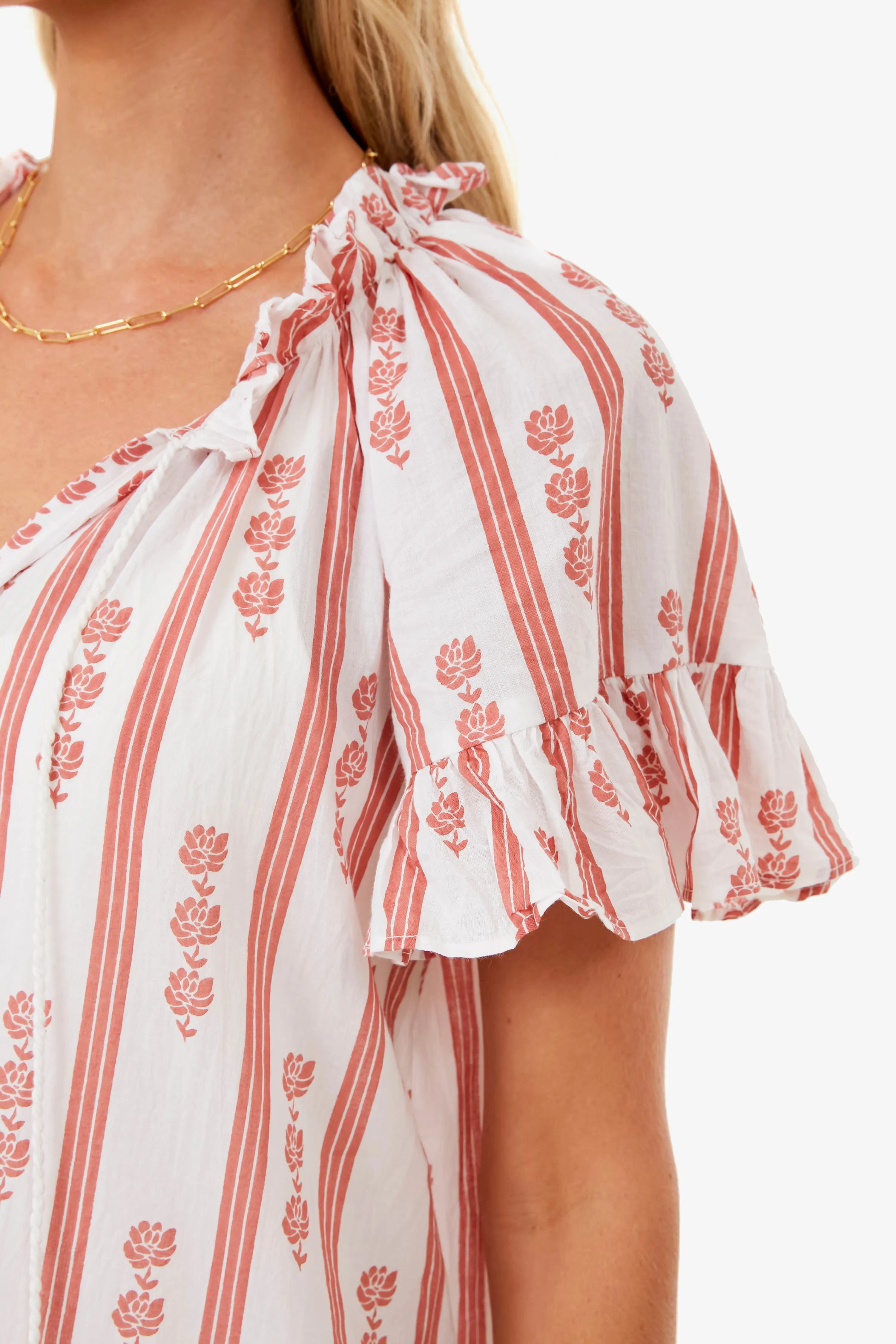 Cream Floral Striped Caftan