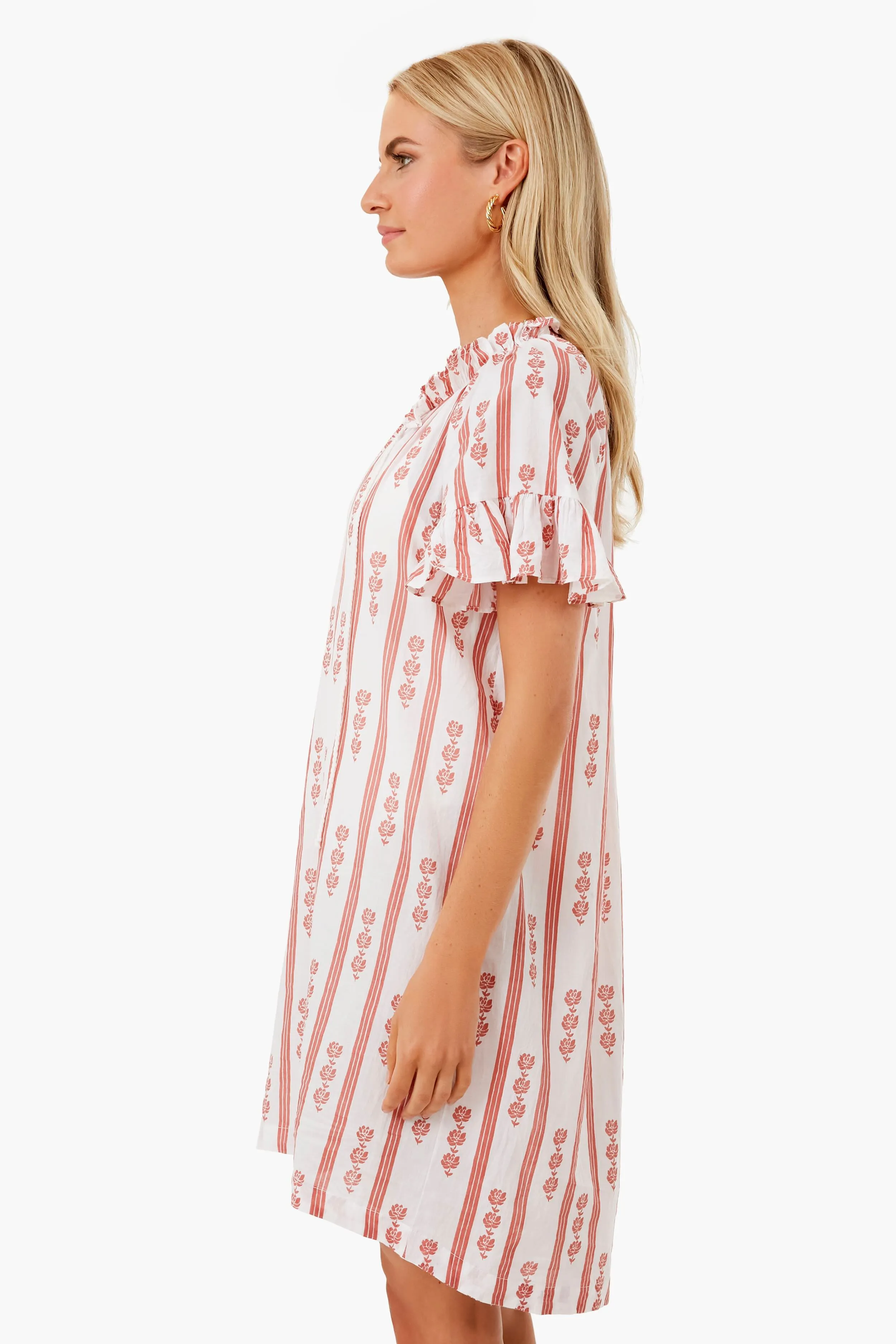 Cream Floral Striped Caftan