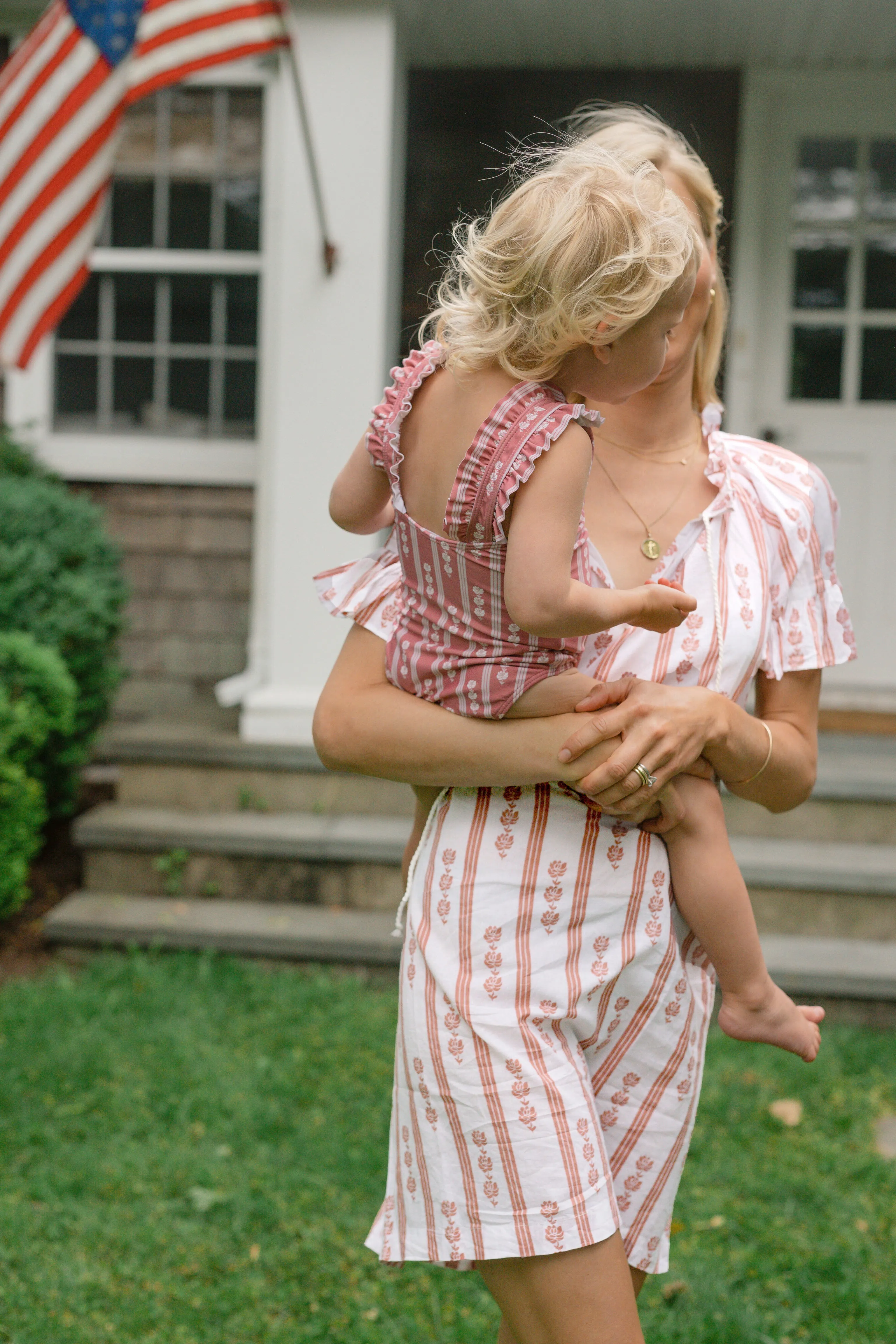 Cream Floral Striped Caftan