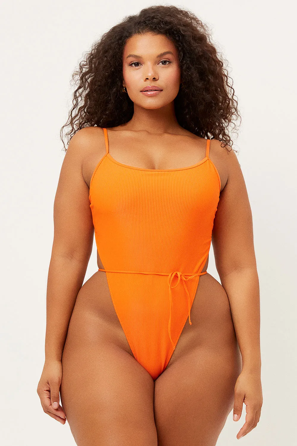 Croft Ribbed High Cut One Piece Swimsuit - Marmalade