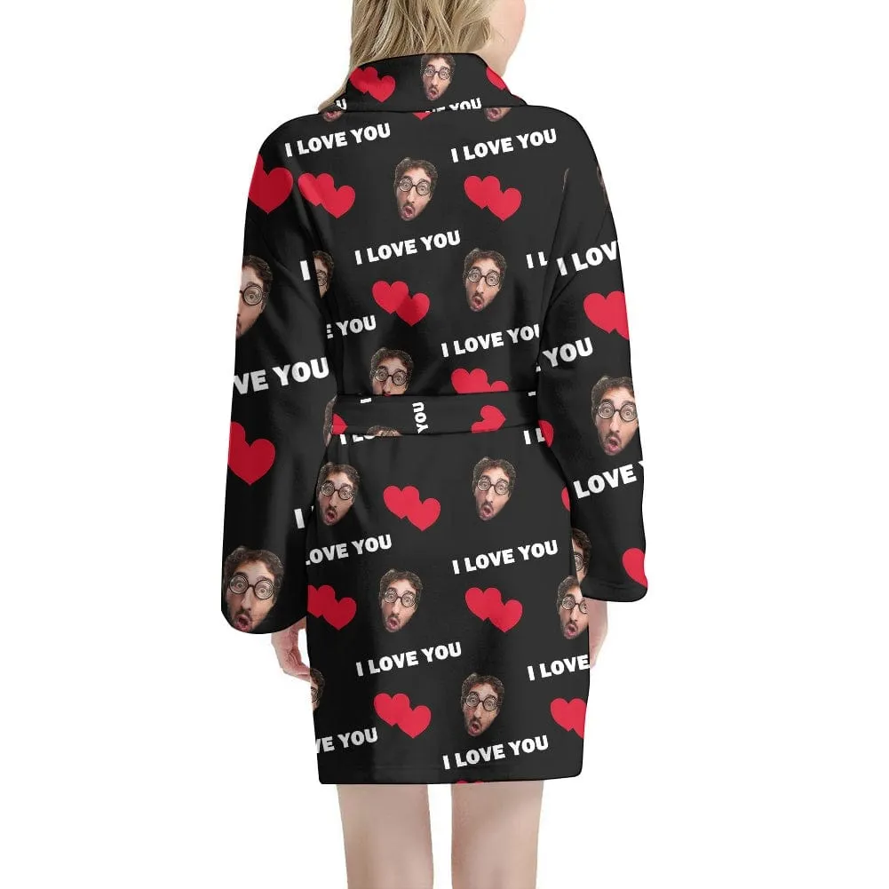 Custom Face Love You Women's Summer Bathrobe Gifts for Her