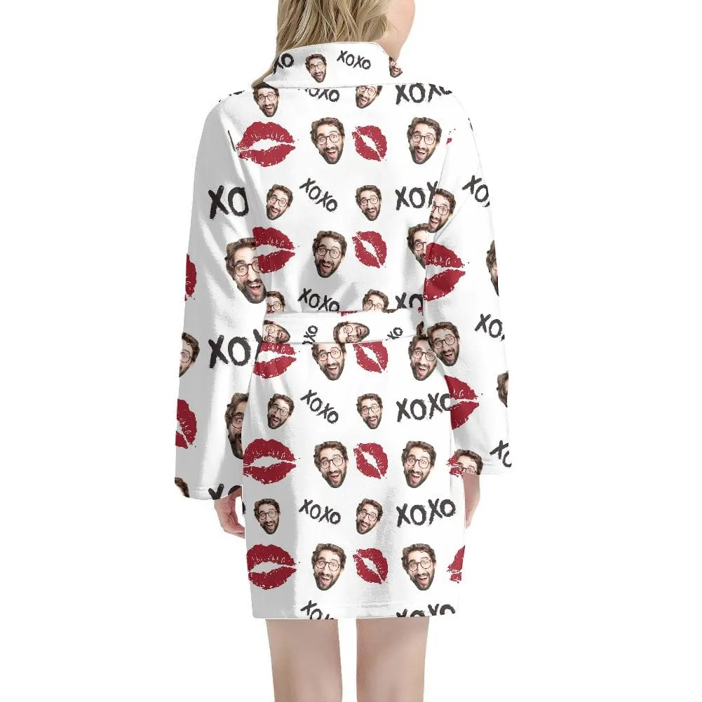 Custom Face Red Lips Women's Summer Bathrobe Gifts for Her